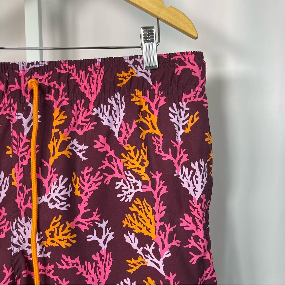 George Large Coral Reef Print Swim Trunks Shorts Vacation Ocean - Picture 5 of 5